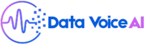 Data Voice AI logo depicting a stylized sound wave design integrated with the brand name in purple and blue, representing AI voice agent and voice AI solutions.